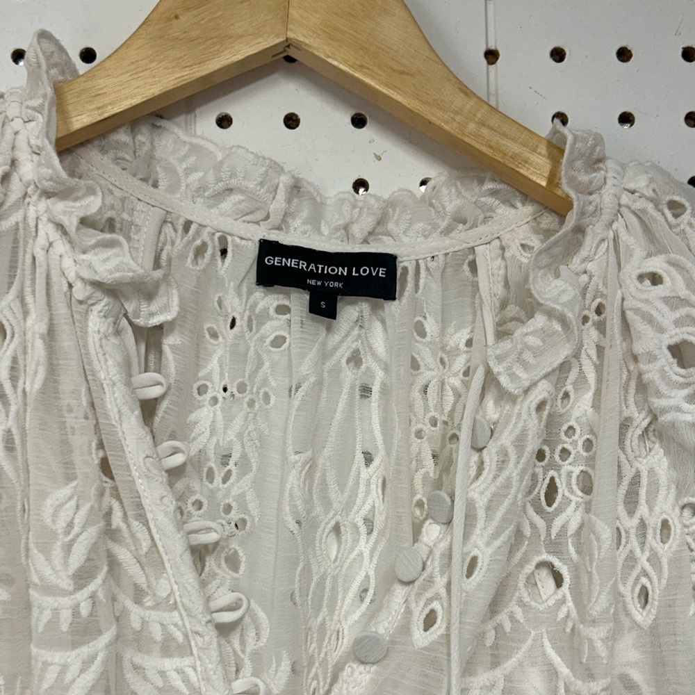 Generation Love Mirabelle Embroidered White Eyelet Ruffle Dress - Picture 4 of 8